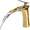 Leekayer Badezimmer Wasserhahn 1 Loch Mount Heißes Kaltes Becken Mischer Hahn Einhebel Messing Wasserfall Wasserhahn Gold Finish, LK61106