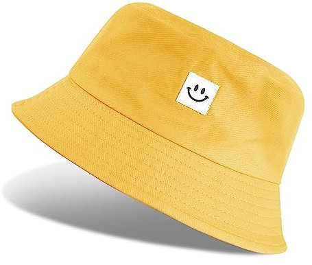Tuopuda Fischerhüte Bucket Hat Unisex Sonnenhut Baumwolle Buckethut Faltbar Fischerhut Anglerhut Sommer 56-58cm, Dunkelgelb