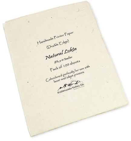 Handgefertigtes Lokta Deckle-Edge Druckerpapier, 8,5 x 11 cm, 100 Blatt, naturfarben