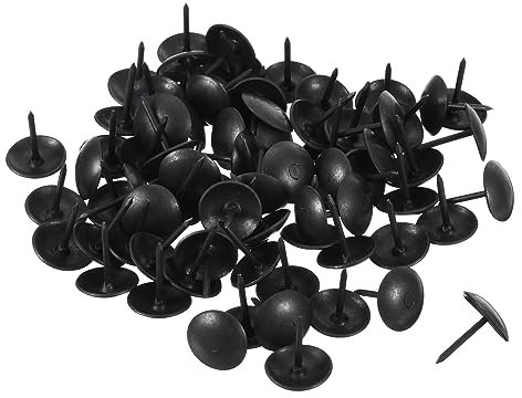 QUARKZMAN 11x13mm Metal Pulgar Tachuelas x 100uds Redondo Cabeza Muebles Decorativas Tachuelas Pulsadores Pasadores para Hogar Muebles Bricolaje Decorativos, [Negro]