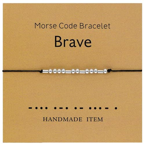Tidefire Morsecode Armbänder für Frauen Männer Geheime Armreif Freundschaft Armband mit (MS009 Mutig)