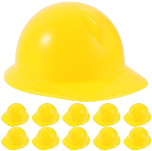 STOBOK 10st Spielzeug Ingenieur-hut-kostüm Mini-sicherheitshut Aus Kunststoff Schutzhelm Für Hunde Kuchendekorationen Zubehör Für Die Bauparty Hundehelm Abs Flaschenverschluss Miniatur
