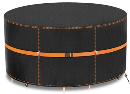 MUPAS Abdeckung Gartenmöbel Rund Wasserdicht Winddicht Schwerlast 420D Oxford Gewebe Verbessertes Abdeckplane Gartenmöbel für Gartentisch Sitzgruppe, 250 x90 cm