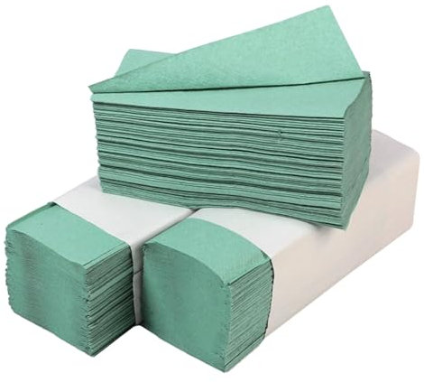 LALILL Grüne Zickzack Papierhandtücher - Handpapier Tücher - Falthandtücher für Papierhandtuchspender - ZZ/V-Falz geeignet für Handtuchspender in Toiletten, Büros, Hotel, SPA - 4000 Tücher (20 x 200)