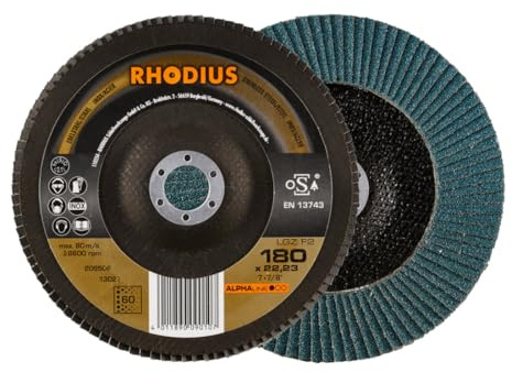 RHODIUS ALPHAline LGZ F2 Fächerschleifscheibe 180 x 22,23 mm K80 10 Stk