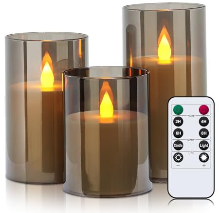 Ulanox LED Flammenlose Kerze mit Fernbedienung und Timerfunktion, Elektrische Kerzen für Schlafzimmer Hochzeit 3er Set
