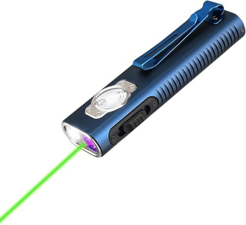 TrustFire Mini X3 Wiederaufladbare EDC Taschenlampe mit weißem Licht, Flutlicht, UV und grünem Strahl, 1050 Lumen Taschenlampe LED Aufladbar, 4 Lichtquellen Tragbar Flache Taschenlampen (dunkelblau)