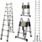 Teleskopleiter aus Alu, 5 m Teleskopleiter Klappbare Trittleiter, 16 Stufen, max. Traglast 150 kg (2,5 m + 2,5 m)