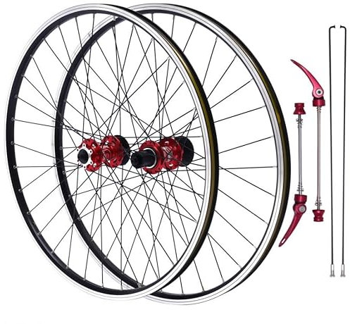 Ensemble de roues de 27,5 , roue arrière, VTT, vélo de route, profil en V, jante à chambre creuse Noir/rouge