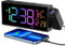 Netzu Digitaler Wecker mit Projektion, Projektionswecker mit 350° Projektor, Thermometer, Datum, Große Anzeige, 10 Klingeltönen, Snooze, 4 Helligkeit, 4 Lautstärke, Manuell DST, Lauter Wecker (RGB)
