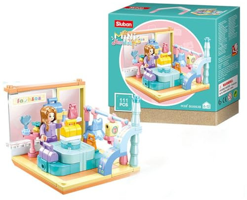 Habarri - Mini Klemmbausteine - Set von Bausteinen und Mini Figur - Geschenk für Kinder ab 7 Jahren - Kompatibel mit bekannten Klemmbausteinen - 111 Elemente - Motiv Laden