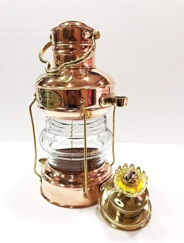 Vintage Antike 35,6 cm Schiffslampe Boot Kupfer Messing Öllaterne - Eine maritime Sammlerstück, klassische alte Petroleumlampe für Zuhause, dekoratives Geschenk für Vater