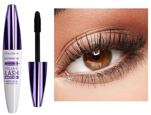 Mascara télescopique violet 5D pour les yeux,Imperméable à l'eau,Longue durée,Effet bouclé,Mascara anti,clump,Effet faux cils,Utilisation pour cosplay (Tuyau blanc - Noir)