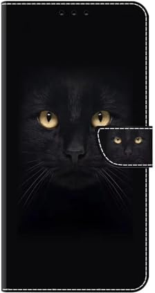 Bnvdfre Handyhülle für Samsung Galaxy A52/A52S 5G Hülle PU Leder Klapphülle Magnet Stoßfeste Kartenfach Klappbar Schutzhülle Silikon Case Cover mit Muster Motiv Flip Handytasche - Schwarze Katze
