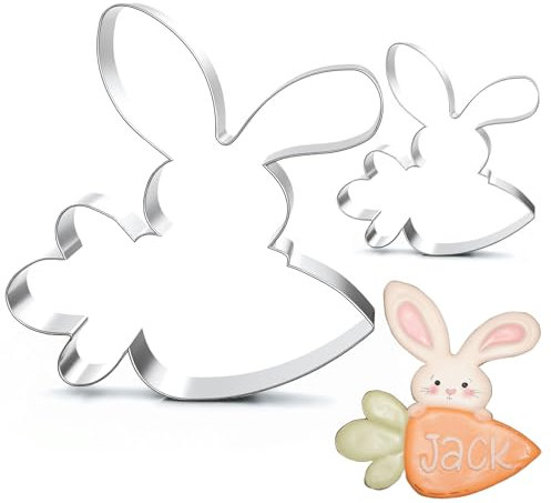 Set di tagliabiscotti per coniglietto pasquale - Grande 13,2 cm - Piccolo 7,5 cm - Acciaio inossidabile Tagliabiscotti coniglietto Tagliabiscotti pasquale Stampo per biscotti da forno festa fai da te