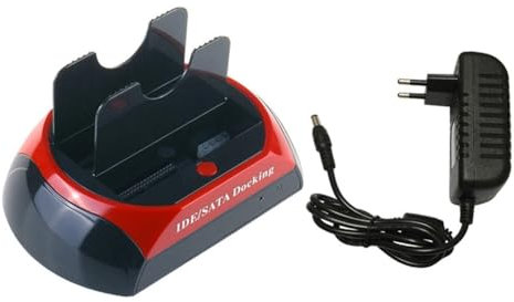 Puleuroy Station d'accueil pour Disque Dur à Double Logement pour Disques Durs/IDE HDD SSD de 2,5 et 3,5 Pouces, Boîtier D'Enclosure de Disque Externe USB avec Prise EU.