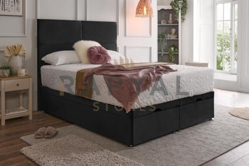 Fireplaces 4 Life Hf4you 4 Box Ottoman Divan Bed + 10” Memory Sprung Mattress + 24” Headboard (Black, Single, With Ottoman Storage)