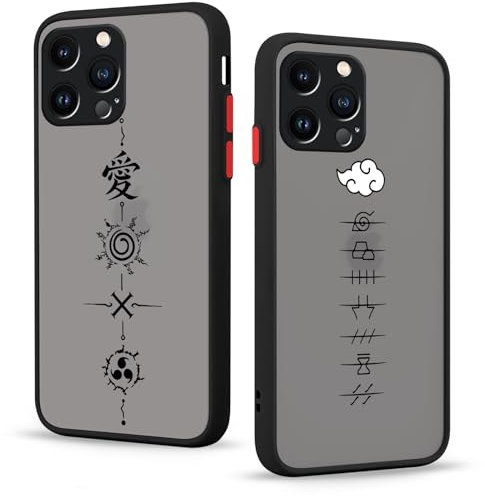 QOMJSDLP Schutzhülle 2 Stück für iPhone 12 Hülle 6.1'' Anime Naruto Akatsuki Manga Mode Muster Design Case Stoßstangenschutz Handyhülle Stoßfest TPU Silikon Weich Cover