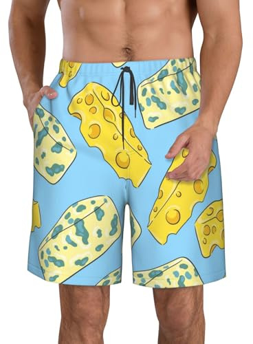 Hyaszst Pantalons de Plage Shorts Respirants Shorts à séchage Rapide Maillot de Bain Pantalons décontractés à Cordon,Fromage et Fromage Bleu,S