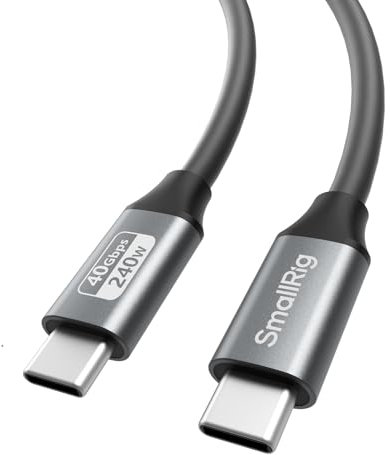 SMALLRIG Cable USB 4 USB-C de 40 Gbps, carga rápida de 240 W y video de 8 K a 60 Hz y transferencia de datos de 40 Gbps, conectores rectos a rectos de 60 cm con brida para cables, para MacBook para