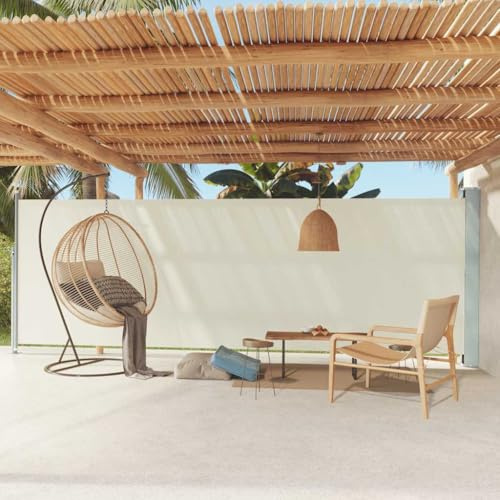 puraday Creme 180x600 cm Seitenmarkise Ausziehbar Terrassen-Sichtschutz Einfache Installation Stilvolle Seitenmarkise Wind- Und Sonnenschutz Sichtschutz Und