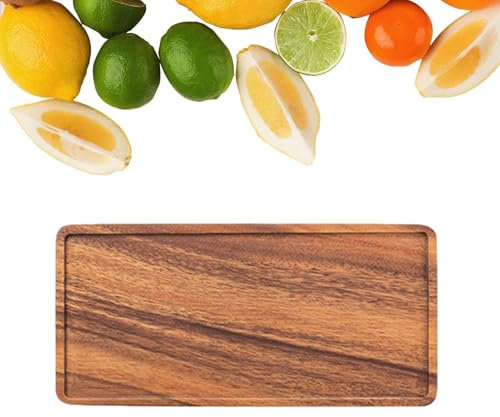 Plateaux en bois pour nourriture – Plateau de service en noyer lisse pour café, collations et repas | Plateau de table élégant pour cuisine, restaurant, comptoir, salle à manger ou présentation du thé