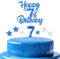 mciskin Royal Blue 7th Birthday Candles Cake Topers Set,Boys 7th Birthday Decorations,Royal Blue Number 7 Candle for Cake,Personalised Cupcake Toppers with Star for Girls Boys Birthday Party Supplies