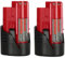 2er-Pack 3,0 Ah 12 V Lithium-Ionen-Ersatzakku, kompatibel mit Milwaukee M-12-Werkzeugen 48-11-2440, 48-11-2402, 12 V beheizter Mantel und kabellosen Elektrowerkzeugen(2 PCS)
