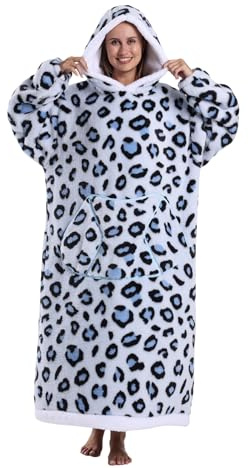 Pterygoid Hoodie Decke Extra Lang mit Kapuze und Tasche für Damen Herren | Weicher Kuschelpullover und tragbare Decke mit Ärmeln, Warmes Geschenk für Freundin und Mutter–ideal für Sofa und kalte Tage