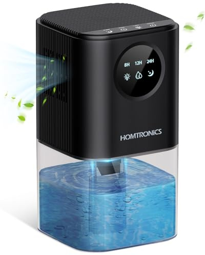 Homtronics Luftentfeuchter, 1700ml Elektrischer Luftentfeuchter, Tragbar, 7 Farbiges Lichtmit Ultra-Leise & Automatischer Abschaltung, Kleiner Energiesparender, für Bad Schlafzimmer, Schrank, Büro