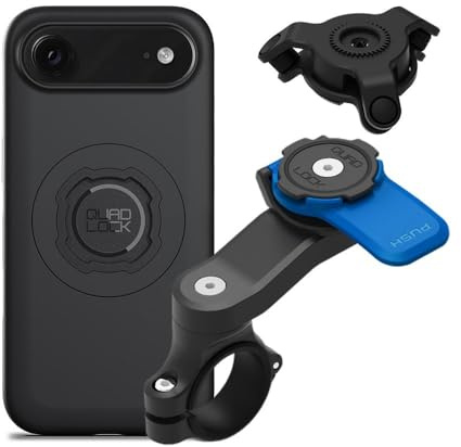 Quad Lock Support Téléphone pour Guidon de Moto avec Amortisseur de Vibrations et Coque MAG pour iPhone 17 Air