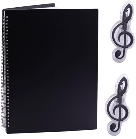 Notenmappe A4 Chormappe, 40 Seiten Notenblätter Mappe, Wasserdicht Musikordner, Mit 2 Noten-Klammern, Ablagemappe Ordner für Musiker, Registermappen, Doppelseitig Folder für File, Papier, Akten