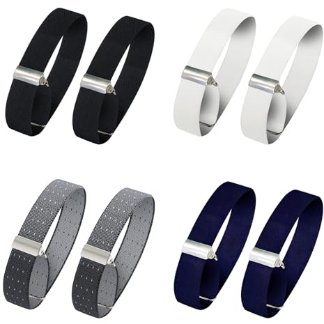 8pcs (4 Pairs) Shirt Sleeve for Men Sleeve Garters Adjustable Elastic Unisex Anti-slip Holder Armbands