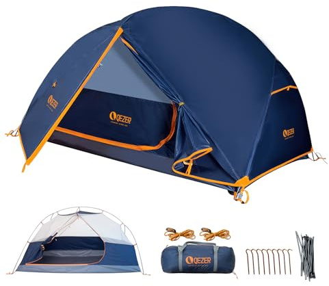 QEZER Ultraleichtes Rucksackzelt, Campingzelt, wasserdichtes,1-2 Personen | zelt leicht kleines packmaß,PU 5000mm Bodenzelt,geeignet zum Wandern, Campen und für Outdoor-Aktivitäten.