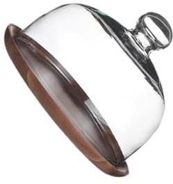 Ailan Elegante soporte para tartas con de cristal para tartas, de Para madera de acacia, ideal centro de para eventos. Soporte con cúpula de Para madera y, Tapa de 18 cm