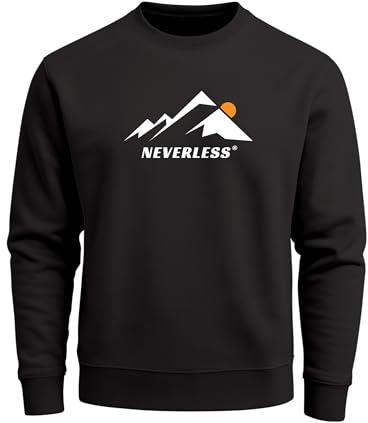 Neverless® Sweatshirt Herren Grafik Print Berge Frontprint Pullover mit minimalistischem Natur-Aufdruck Fashion Streetwear