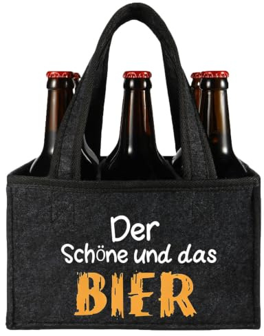 Senken Männerhandtasche Bier Filz 6 Flaschen, lustiges Geschenk für Männer | Männerhandtasche für Bierliebhabe. Lustiges Männergeschenk für Geburtstag, Party & Oktoberfest. Der Schöne und das Bier!
