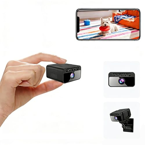 AOBOCAM Mini Kamera, 4K WLAN Überwachungskamera Innen Akku mit Netzbetrieb – WLAN Überwachungskamera mit 150° Ultra-Weitwinkel, PIR-Bewegungsmelder, Nachtsicht, SD Cart&Cloud-Speicher (Black 1)