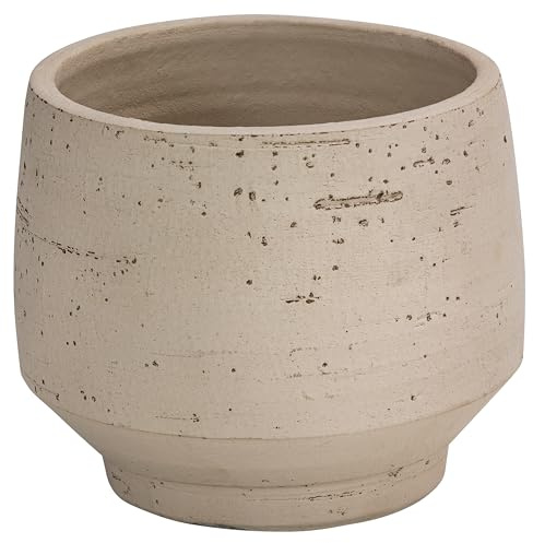 Dehner Übertopf Felix, handgefertigter Indoor Blumentopf, Ø außen 38 cm/innen 37 cm, Höhe 33 cm, Keramik matt, creme