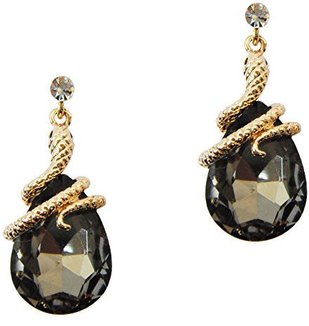 Navachi Boucles d’oreille à tige plaquées or 18 carats en forme de serpent avec zircones