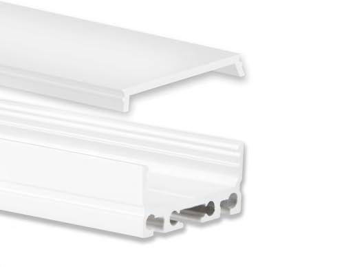 Aluminium de U Profile pour led Stripes/Rayures, Alu U-Profil Mini 24 weiss für LED Streifen bis 24mm + flacher milchiger Abdeckung, EFP