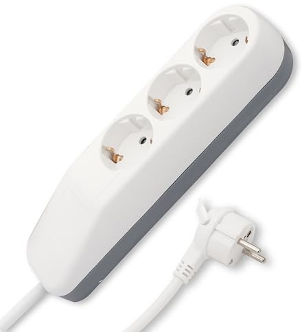 REV Steckdosenleiste Ice - Design Mehrfachsteckdose 3-Fach, Kabel 1,4m, mit Flachstecker & Kabelsafe, max. 3680W