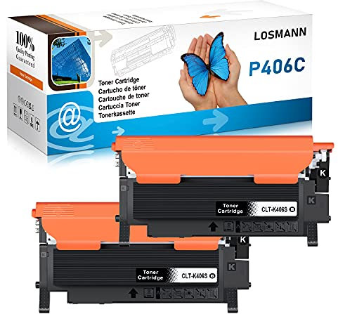 LOSMANN 2 x Schwarze Tonerkartuschen für Samsung 406S CLP-360 CLT-K406S für Samsung Xpress C410W C460 C460FW C460W C467W Samsung CLP-360 CLP-360N CLP-360ND CLP-362 CLP-363 CLP-364 CLP-364 CLP-364 365