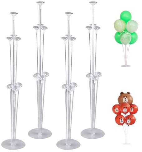 Ulikey 4 Stück Ballon Stick Halter Balloon Stand Kit Luftballons Ständer Halter Ballonhalter Tischballonständer Ballon Halterung Ballonzubehör für Party Dekoration Geburtstag Hochzeitsdekoration
