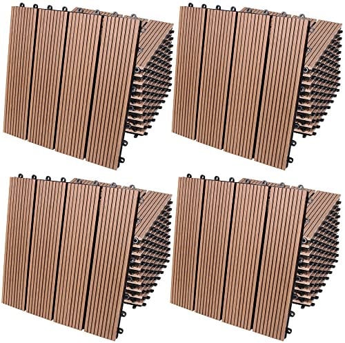 Casaria® 44x Baldosas Madera Suelo WPC Losetas Antideslizante Interior Exterior Terraza Balcón Jardín Terracota Clásica 30x30cm 4m²