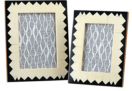 Main + Mesa Dekorativer Bilderrahmen aus Kunstharz, 2-teiliges Set mit 12,7 x 17,8 cm und 10,2 x 15,2 cm, Schwarz und Cremeweiß