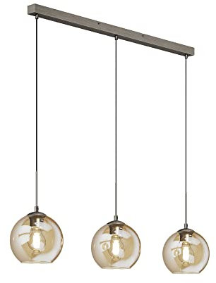 Lindby Esstisch Pendelleuchte/Hängeleuchte Glas Metall, Hängelampe 3x E27 max. 60W ohne Leuchtmittel Wohnzimmer Glasleuchte amberfarben