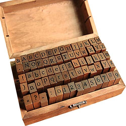 IWILCS Alphabet Stempel Set, 70 Stücke, Briefmarken, Alphabet Buchstaben Zahlen Set, mit Aufbewahrungs Box, Buchstaben Anzahl Symbol, für Kunst, Handwerk