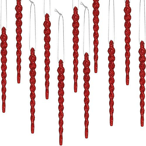 30 Stücke Acryl Eiszapfen 5,12 Zoll Verdrehte Acryl Eiszapfen Weihnachten Ornaments Eiszapfen Dekorationen Weihnachtsbaum Urlaub Weihnachten Party Hochzeit Hängen (Rot)