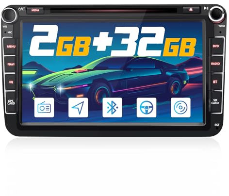 AWESAFE Autoradio für VW Skoda Seat, Android 12 Radio mit 2 Din 8 Zoll Touchscreen unterstützt DAB+ WLAN Bluetooth MirrorLink CD DVD USB RDS